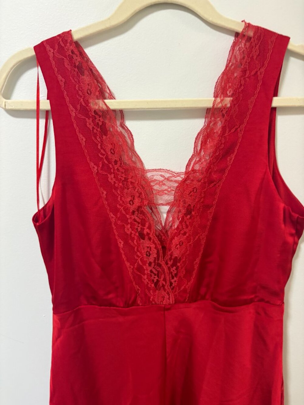 Red Lace-Trim Maxi Slip Dress - Picture 7 of 13